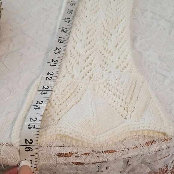 FRYE Open Knit Pointelle Ruffle Cardigan CREAM NWT - Picture 5 of 17